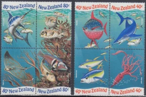 NUEVA ZELAND Sc # 1542,46a MNH BLOQUES CPL de EA ALL DIFF VIDA MARINA - Imagen 1 de 1