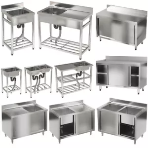 More details for catering sink commercial kitchen stainless steel single/double bowl drainer unit