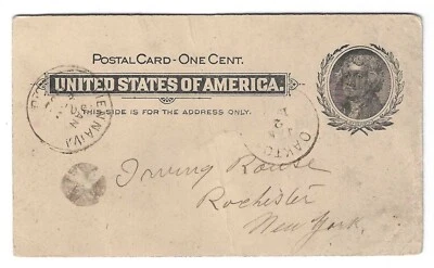 U.S. - Scott's #UX14 card mailed Oakton ?? January 2, 1898 to Rochester, NY - Image 1 of 2