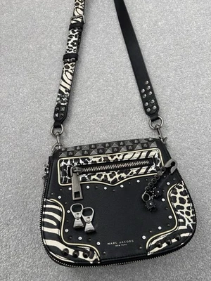 Rare Marc Jacobs Mashup Animal Print Saddle Bag Crossbody Studded - Image 1 of 4