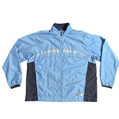 Nike Wind Breaker Jacket Vtg 1990s Red Swoosh Men’s Large Blue Zip Up Reflecting - Image 1 of 4