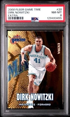 2000-01 Dirk Nowitzki Fleer Game Time Extra GOLD #20 PSA 8 NM-MT POP 4 New Slab - Image 1 of 3