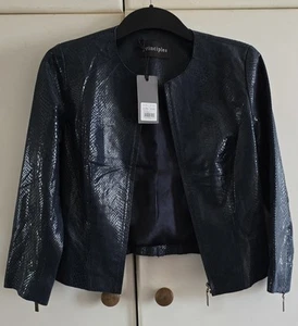 New With Tags Women's Leather Navy Jacket Size 10 (EU 38) - Picture 1 of 6