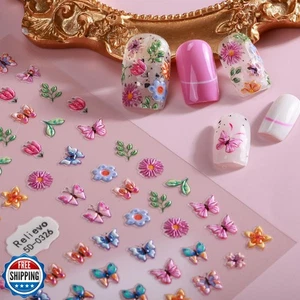 DUKASOU Flor Mariposa Arte en Uñas Pegatinas Calcomanías 3D Autoadhesivas Mariposa - Imagen 1 de 5