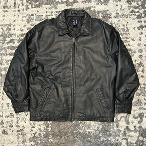 Vintage Gap Leather Jacket Quilted Full Zip Black Style 112978-00-1 US Men Sz XL - Picture 1 of 6