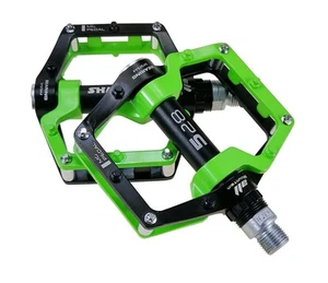 Black Green 528 Mountain Bike MTB Pedals Aluminium Bicycle BMX Flat Pedal wit... - Picture 1 of 9