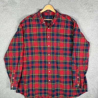 Ralph Lauren Plaid Shirt Men's 4XL Tall Red Tartan Plaid Button Up Pony Pocket - Image 1 of 4