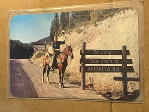 VINTAGE UNUSED POSTCARD - OFFICIAL MONTANA GATE OF EXIT - Picture 1 of 2