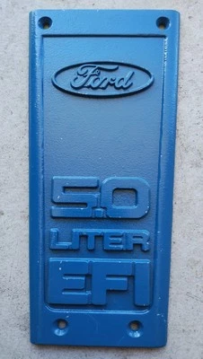 1986-1993 FORD MUSTANG 5.0L INTAKE PLAQUE, VINTAGE 88, BLUE FRONT, BLACK BACK Foto 1 de 4