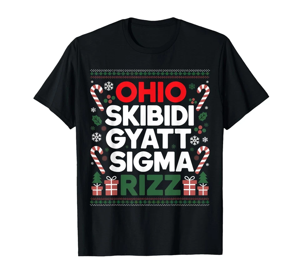 Camiseta Ohio Skibidi Gyatt Sigma Rizz Gen Alpha Navidad Fiesta Foto 1 de 1