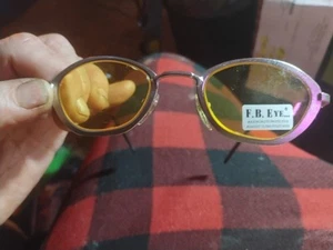 Vtg 60s unbranded Oval Lens Yellowtint Etch -Brushed Aluminum Frames Sun Glasses - Picture 1 of 5