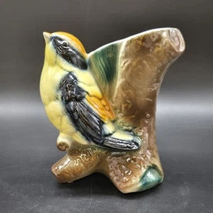 Royal Copley Bird on Brand Planter Vase Vintage Ceramic Indoor Gold Finch - Bild 1 von 7
