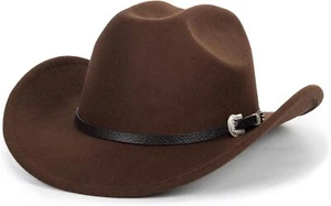 Western Cowboy Hat for Men Women Classic Roll Up Fedora Medium, Brown - Picture 1 of 8