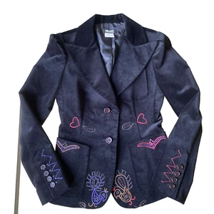 Donna Karan DKNY Y2K Vntg Black Velvet Fitted Blazer Size 2P XSP New Old Money - Picture 1 of 17