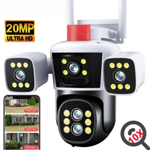 10K 20MP WiFi Security Camera Three Screen 360° PTZ View Surveillance Home New - Picture 1 of 21