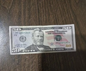 2017A Series $50 Dollar Bill Fancy Serial Starting With 3 Zeros Low Number - Picture 1 of 2