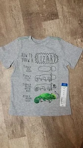 Okie Dokie How to Draw a Lizard Gray Short Sleeve T Shirt Top Boys Small Size 41 - Picture 1 of 3