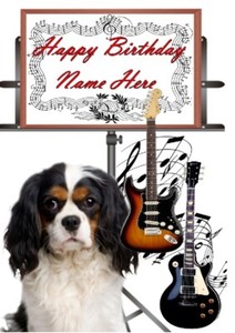 pb&fd265 Cavalier King Charles Guitar  All Occasions Personalised Greeting Card