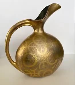Sascha Brastoff California Pottery Vase Pitcher • More Gold Design - Picture 1 of 5