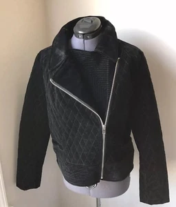 NWOT Bagatelle Stitch Fix Black Quilted Velvet Asymmetrical Zip Jacket  - Picture 1 of 5
