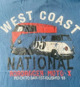 West Coast Road Racer Moto T Shirt Mens Adult Size M Blue Short Sleeve Casual - Picture 1 of 4