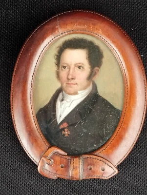 ancienne peinture portrait miniature croix sainte anne homme russe - Photo 1/4