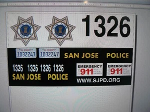 San Jose California Police Patrol Vehicle Decals 1:10 RC Scale - Picture 1 of 1