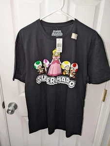 Super Mario Bros. Classic Group T-Shirt Black princess peach Size Large NEW - Picture 1 of 5
