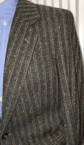 Vintage 38R Gray Teal Orange Stripe Wool Tweed Blazer Jacket Sport Sport Coat - Picture 1 of 6
