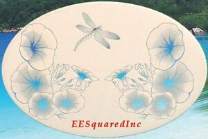 MORNING GLORY & DRAGONFLY STATIC CLING WINDOW DECAL New Oval 12x8 Floral Decor