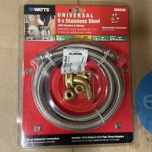 Watts Universal Dishwasher Connector Kit 366936 Stainless Steel 5' NEW - Picture 1 of 2