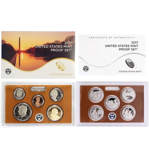2017 S Proof Set Original Box & COA 10 Coins CN-Clad Cover