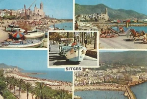 España, Sitges, 5 vistas de ciudad y postal Med (SELLOS, FRANQUEO, COLECCIONABLE) - Imagen 1 de 2