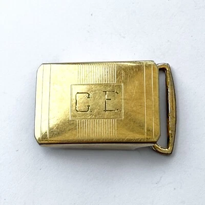 Vintage 1/20 12K Gold Filled GF Signed Swank Belt Buckle Monogram CE Mens - Image 1 of 4