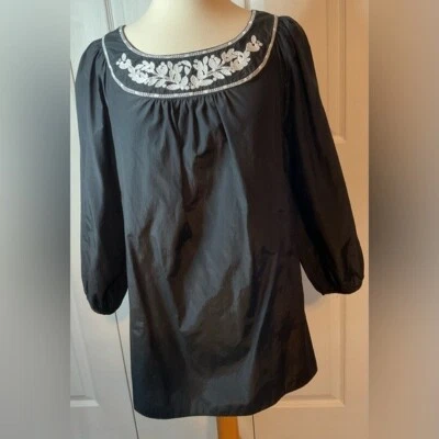 Blusa Top Lane Bryant Bordada Negra Blanca Talla XL 14/16 Foto 1 de 4
