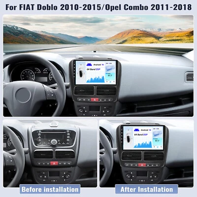 2G+32G Autoradio Android 14 Carplay Per FIAT DOBLO 2010-15 Double Din GPS BT5.0 - Immagine 1 di 4