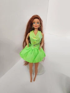 Cut Style Barbie Vintage Red Hair Green Dress Broke Neck READ - Bild 1 von 15