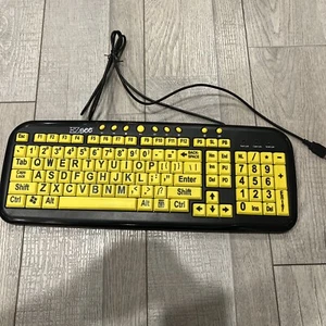 Rare Ezsee Low Vision Wired Keyboard Large Print Yellow Keys USB Vintage - Picture 1 of 5