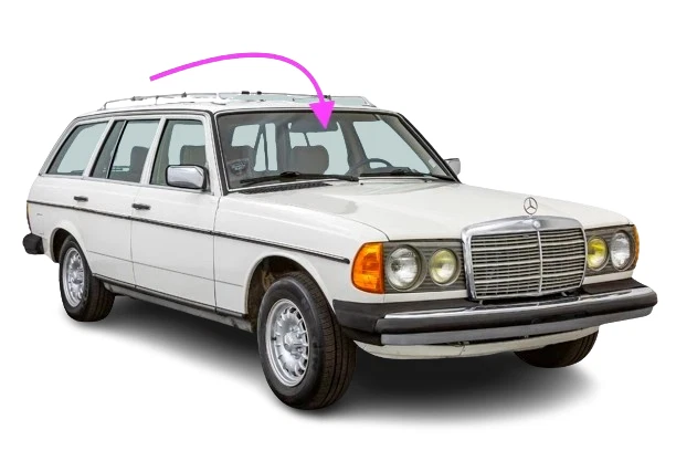 Fits: 1977-1985 Mercedes Benz 230,240D,280E,300D 4D Sedan Front Windshield Glass - Image 1 of 4