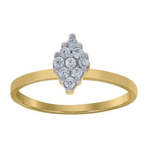 10k Two-Tone Gold Womens Cubic Zirconia Marquise Head Engagement Ring - Picture 1 of 1