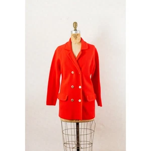 Vintage Mod 70s Groovy Blazer, Retro BRIGHT Red Jacket, By Leroy Knitwear, Med - Picture 1 of 8