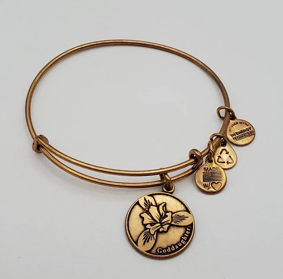 Brazalete Expandible Alex and Ani Goddaughter Tono Dorado Orquídea 2013 Energía Foto 1 de 4