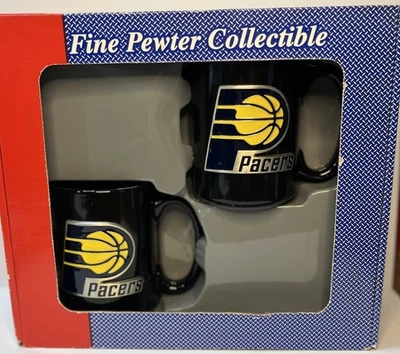 Indiana Pacers NBA Peltre Fino Coleccionable Azul Cerámica Juego De 2 Tazas De Café De Colección Foto 1 de 4