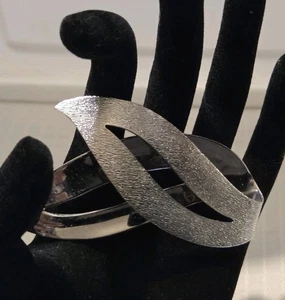 Vintage 1960 Sarah Coventry Satin Flammen Brosche silberfarben 3,25" - Bild 1 von 23