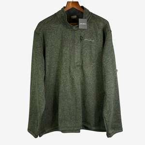 Eddie Bauer Sweater Fleece 1/2 Zip Pullover Mens 3XLT Tall Green Mock Neck NEW - Picture 1 of 10
