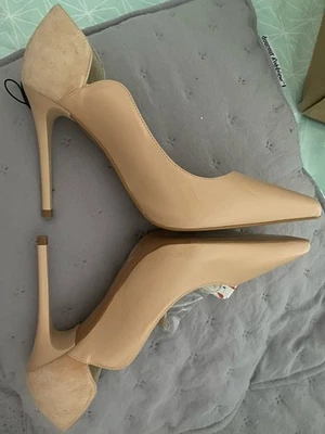 Escarpins Beige Nude Cuir Lisse Et Effet Daim bout Pointu ZARA 38 - Photo 1/4