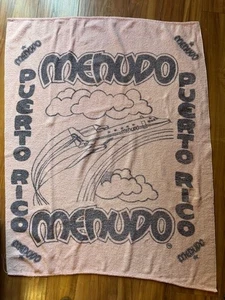Vintage 80s Menudo Pink Beach Towel Puerto Rico Airplane - Picture 1 of 11