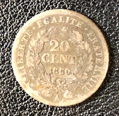 Moneda de 20 céntimos de plata del mundo de Francia 1850-a Foto 1 de 2