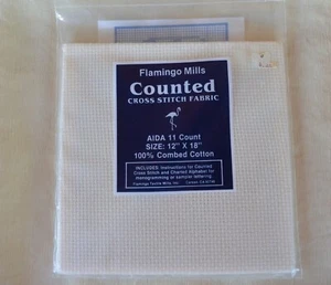 1 paño sellado nuevo Flamingo Mills punto de cruz marfil Aida 11 unidades 12x18 algodón - Imagen 1 de 6