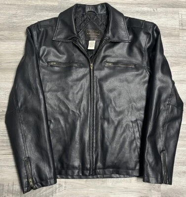Chaqueta de colección Arizona Jean Company imitación cuero motocicleta hombre negra grande Y2K Foto 1 de 4